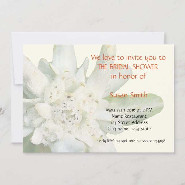 Edelweiss floral Bridal Shower Invitation card (Front)