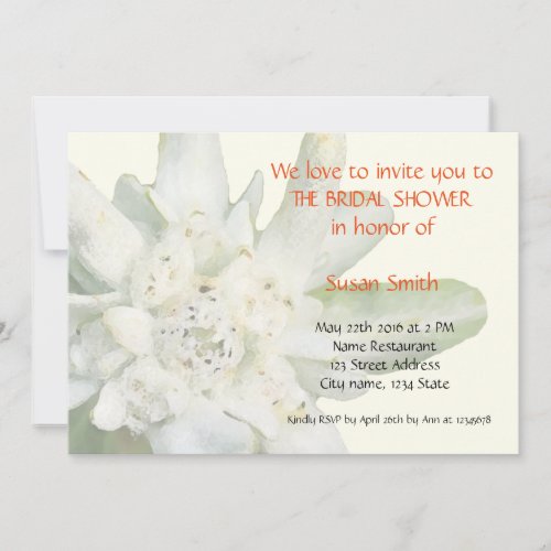 Edelweiss floral Bridal Shower Invitation card