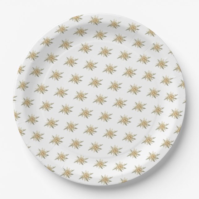 Edelweiss Floral  Paper Plates (Front)