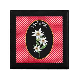 Edelweiss Flowers on Red and White Polka Dots Gift Box