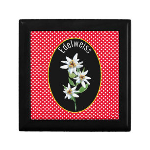 Edelweiss Flowers on Red and White Polka Dots Gift Gift Box