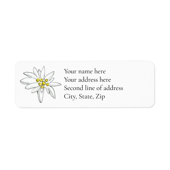 Edelweiss Hand-Drawn Unique Return Address Label (Front)