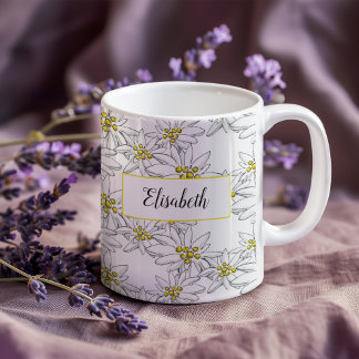 Edelweiss Hand-Illustrated Personalized Watercolor Coffee Mug