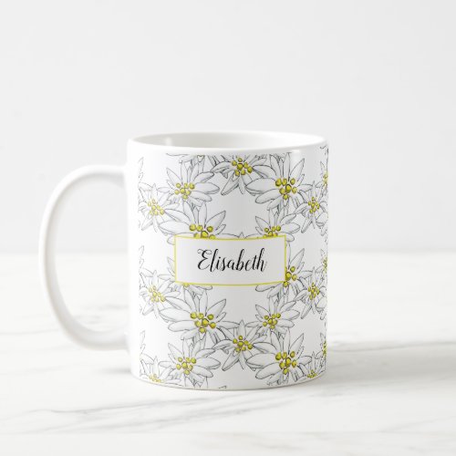 Edelweiss Hand_Illustrated Personalized Watercolor Coffee Mug