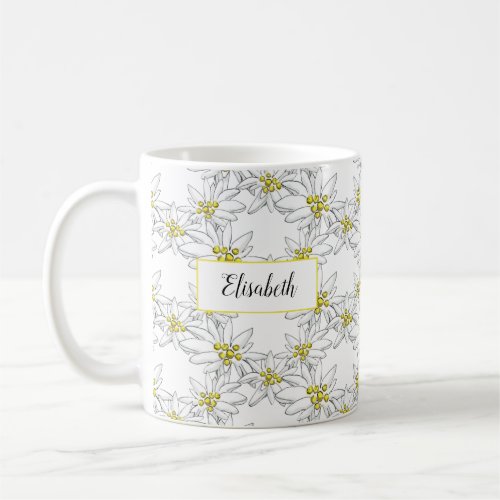 Edelweiss Hand_Illustrated Personalized Watercolor Coffee Mug