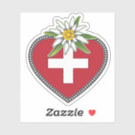 Edelweiss Heart Swiss Flag Die Cut Sticker