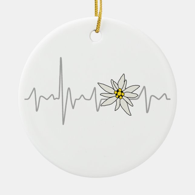 Edelweiss Heartbeat Oktoberfest Vintage Souvenir Ceramic Ornament (Front)