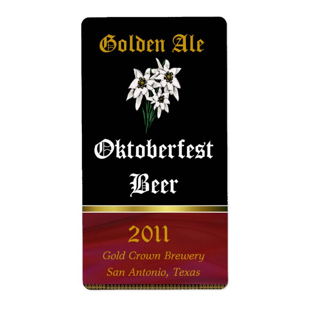 Edelweiss Oktoberfest Home Made Beer Labels (Front)