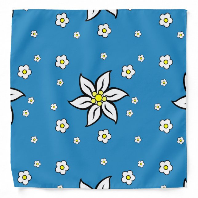 Edelweiss on Blue Bandana (Front)