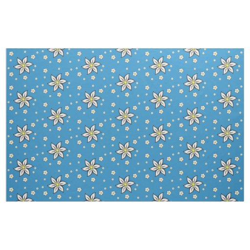 Edelweiss On Blue Fabric 