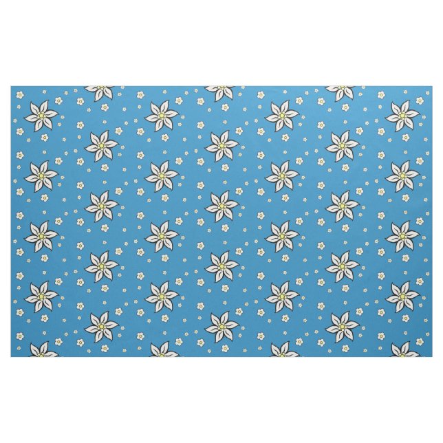 Edelweiss on Blue Fabric (Fat Quarter)