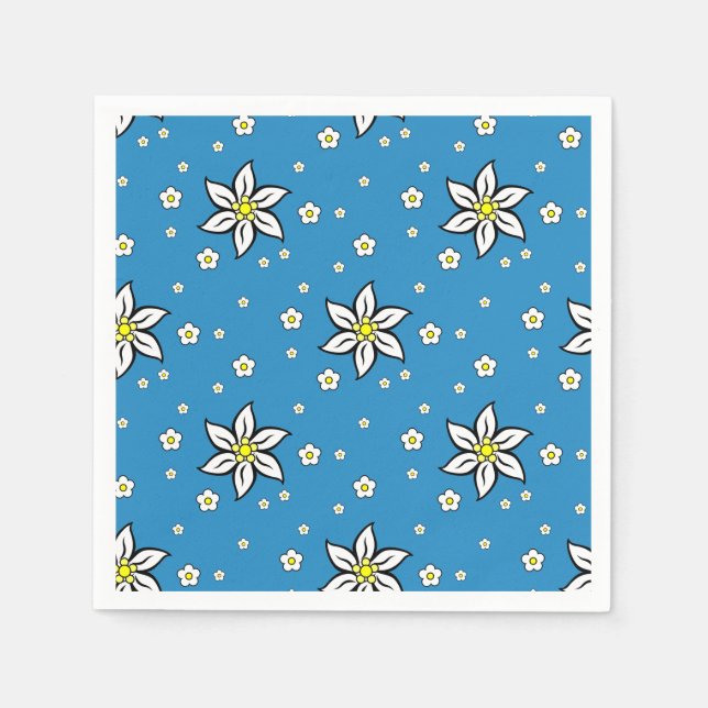 Edelweiss on Blue Large Napkins (Front)