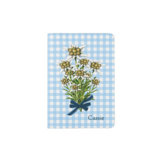 Edelweiss on Gingham Passport Holder