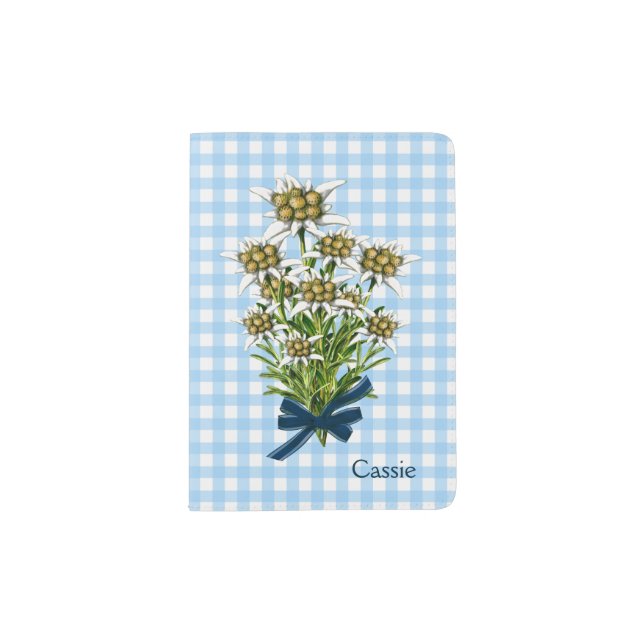 Edelweiss on Gingham Passport Holder (Front)