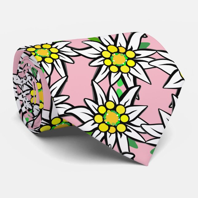 Edelweiß on grey, for Bavaria fans Neck Tie (Rolled)