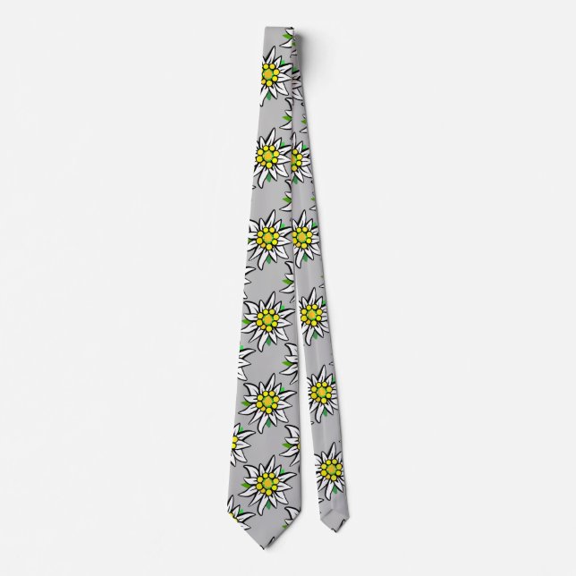 Edelweiss on light grey neck tie (Front)