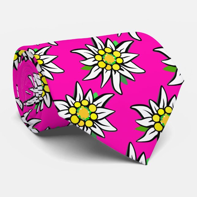 Edelweiß on pink, for Bavaria fans Neck Tie (Rolled)