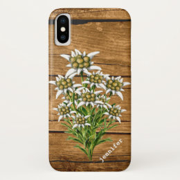 Edelweiss on Wood Look Custom iPhone X Case