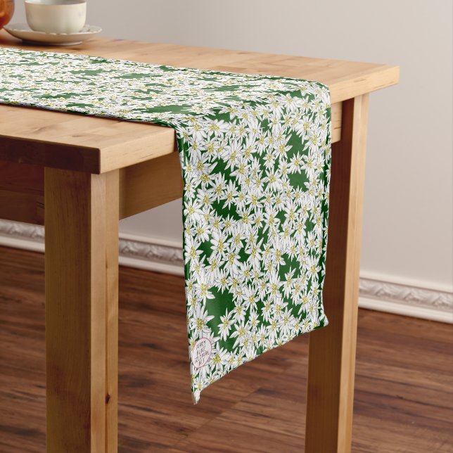 Edelweiss Sound of Music Flower Hand-Illustrated  Long Table Runner (In Situ)