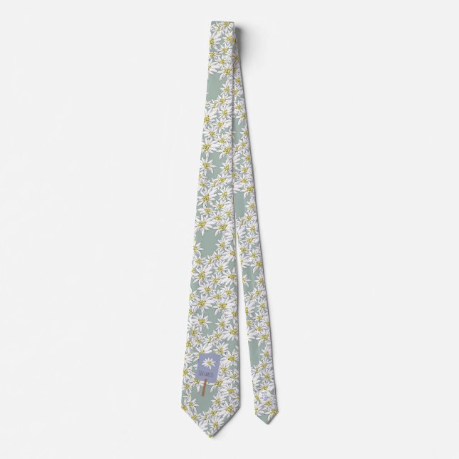 Edelweiss Sound of Music Hand-Drawn Unique Neck Tie (Front)