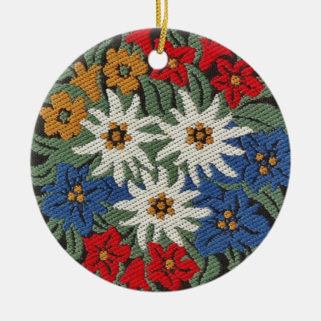 Edelweiss Swiss Alpine Flower Ceramic Ornament (Front)