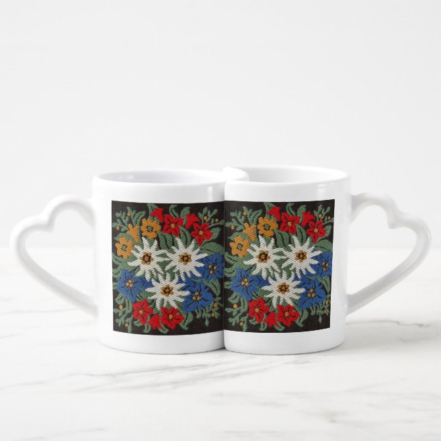 Edelweiss Swiss Alpine Flower Coffee Mug Set (Front Nesting)