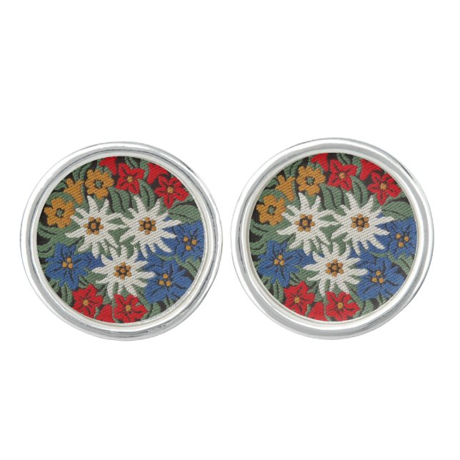 Edelweiss Swiss Alpine Flower Cufflinks (Front)