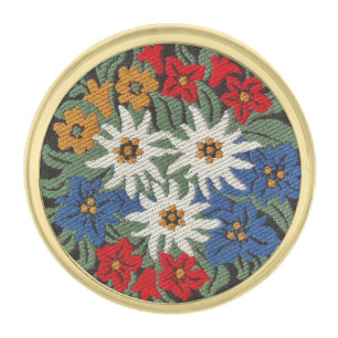 Edelweiss Swiss Alpine Flower Gold Finish Lapel Pin