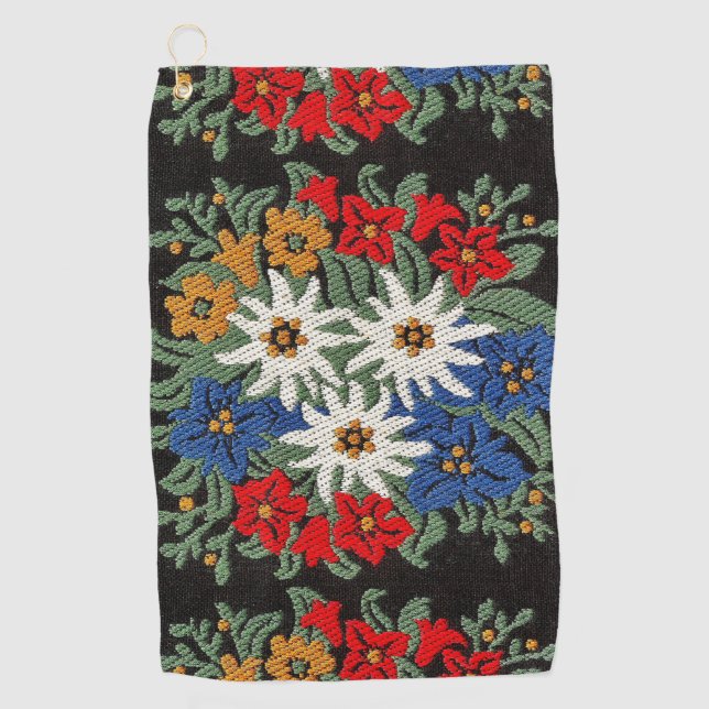 Edelweiss Swiss Alpine Flower Golf Towel (Front)
