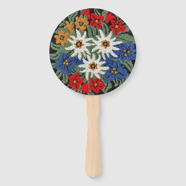 Edelweiss Swiss Alpine Flower Hand Fan (Front)