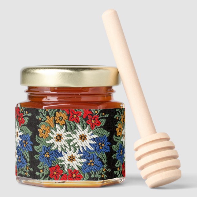 Edelweiss Swiss Alpine Flower  Honey Jar Favors (Front)