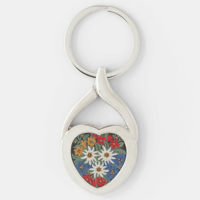 Edelweiss Swiss Alpine Flower Keychain (Front)