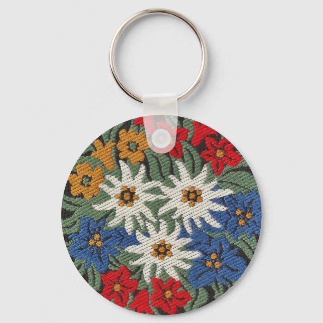Edelweiss Swiss Alpine Flower Keychain (Front)