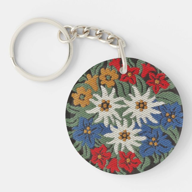Edelweiss Swiss Alpine Flower Keychain (Front)