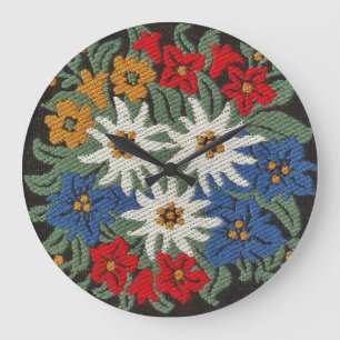 Edelweiss Swiss Alpine Flower Large Clock