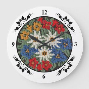 Edelweiss Swiss Alpine Flower Large Clock