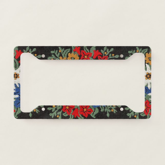 Edelweiss Swiss Alpine Flower License Plate Frame (Front)