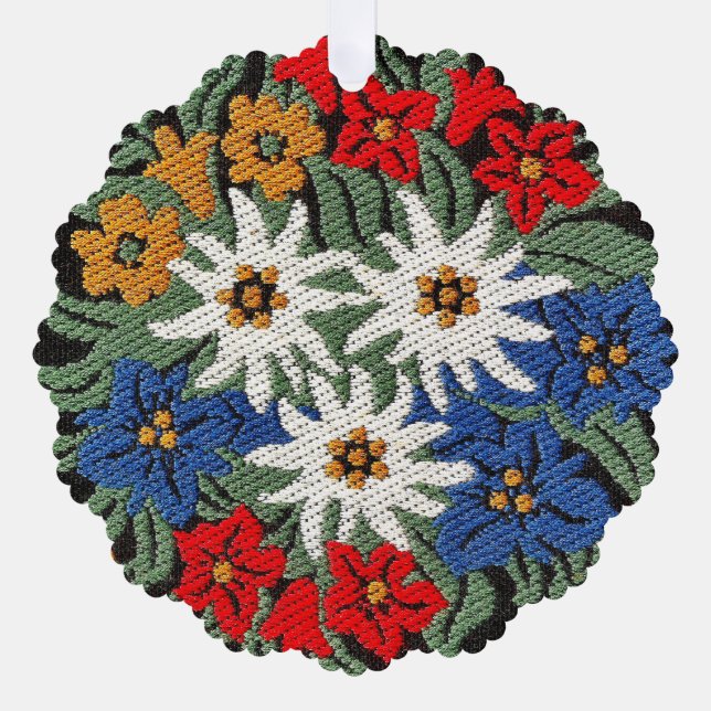 Edelweiss Swiss Alpine Flower  Ornament Card (Front)
