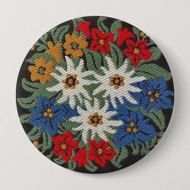 Edelweiss Swiss Alpine Flower Pinback Button (Front)