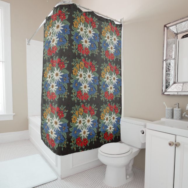 Edelweiss Swiss Alpine Flower Shower Curtain (In Situ)