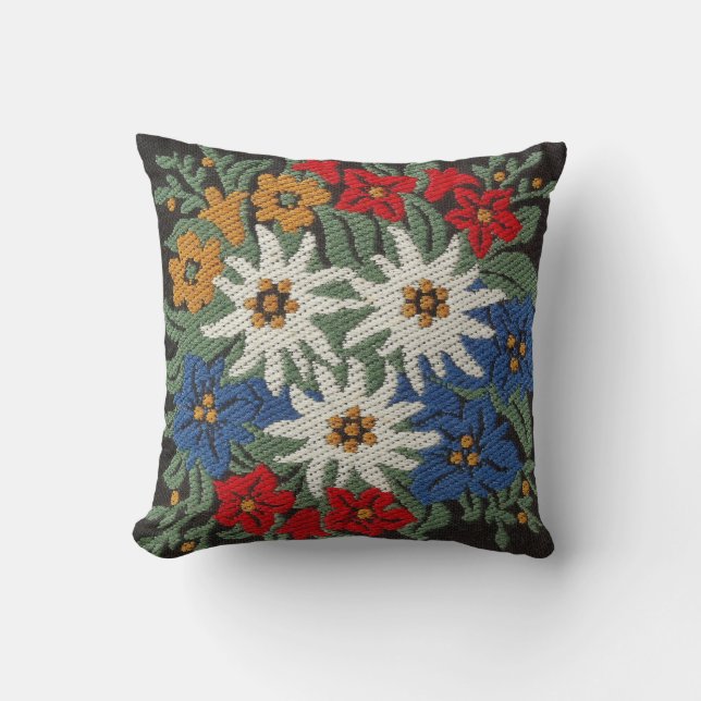 Edelweiss Swiss Alpine Flower Throw Pillow (Front)