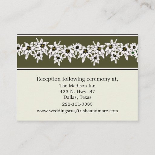 Customizable Edelweiss Wedding enclosure cards Business Card