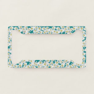 Edelweiss Whimsical Hand-Drawn Alpine Floral Teal License Plate Frame