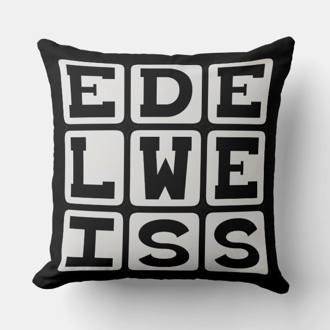 Edelweiss, White Flower Throw Pillow (Front)