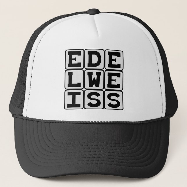 Edelweiss, White Flower Trucker Hat (Front)