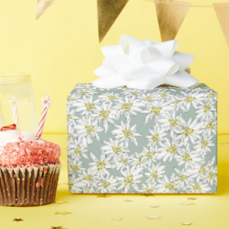 Edelweiss Wildflower Sage Green Cute Alpine Floral Wrapping Paper