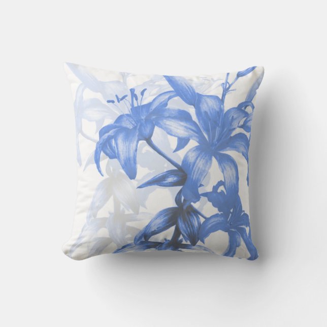 "Eden blue lilies" fine art square pillow (Front)