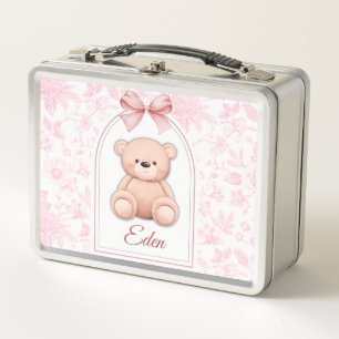 Eden Custom Pink Teddy Bear Nursery Design Metal Lunch Box