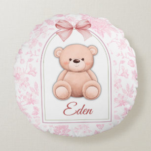 Eden Custom Pink Teddy Bear Nursery Design Round Pillow