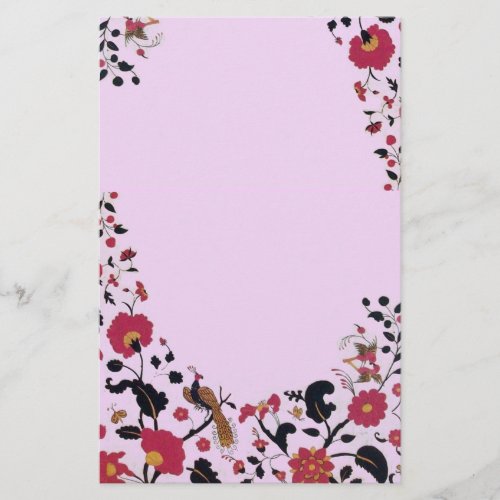 EDEN FLOWERS AND BIRDS Floral Monogram Pink  Stationery